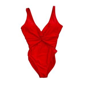 Nicole Miller New York Red Twist Front One Piece Swimsuit Womens Plus Size 2X